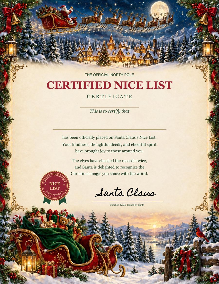 The Nice List certificate